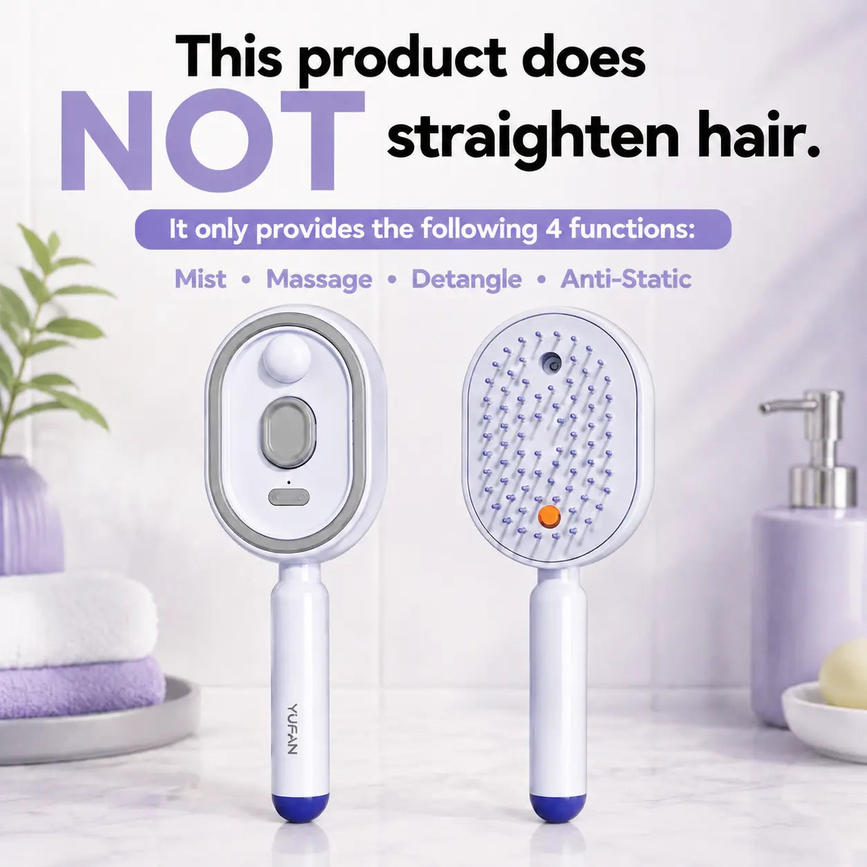 Velora 4 in 1 Self-Cleaning MIst Massage Hair Brush
